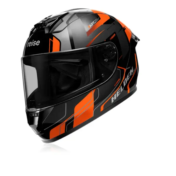 Reise Helden Motorcycle Riding Helmet - Orange/Black Gloss